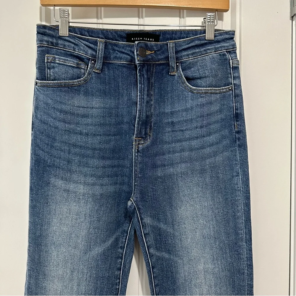 Classic Blue Frayed Hem Flare Jeans - Picture 3 of 6